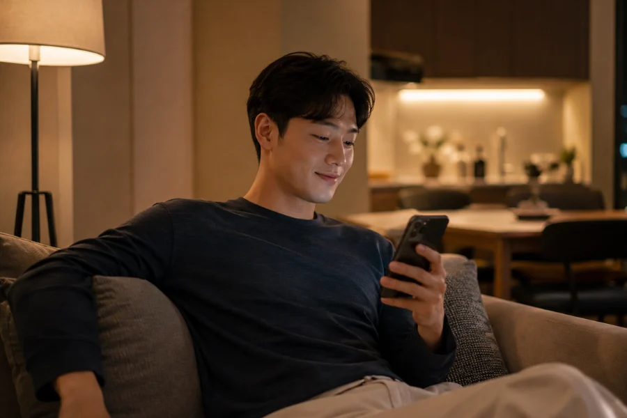 서울출장 마사지 예약 전 상담 과정을 확인하는 이용자 모습